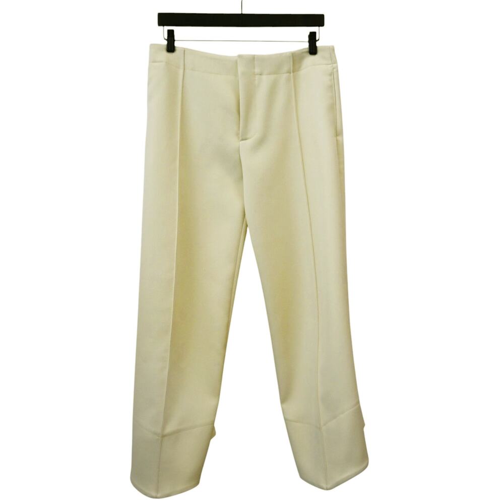 Bottega Veneta Cream Wool Curved Leg Cropped Trousers Size 40 Approx US 4